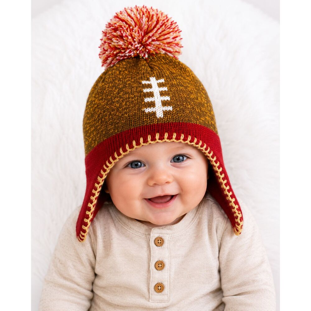NFL San Francisco 49ers Infant Knit Beanie Hat Red Gold Pom Pom Team Apparel